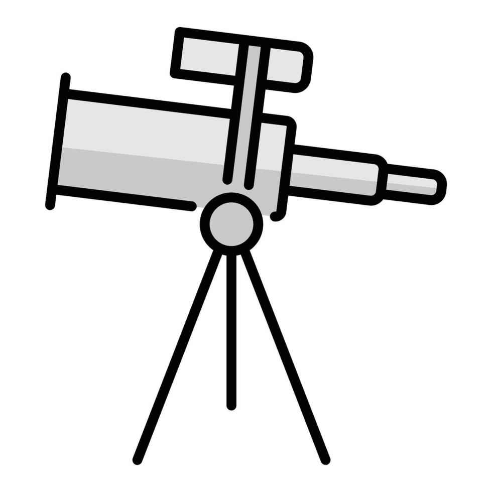 Telescope color icon with editable stroke, representing astronomy, space exploration, and scientific observation vector