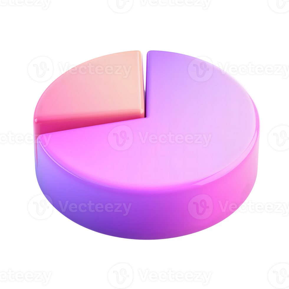 3D Pie Chart Design Pastel Pink and Purple Gradient, Data Visualization png