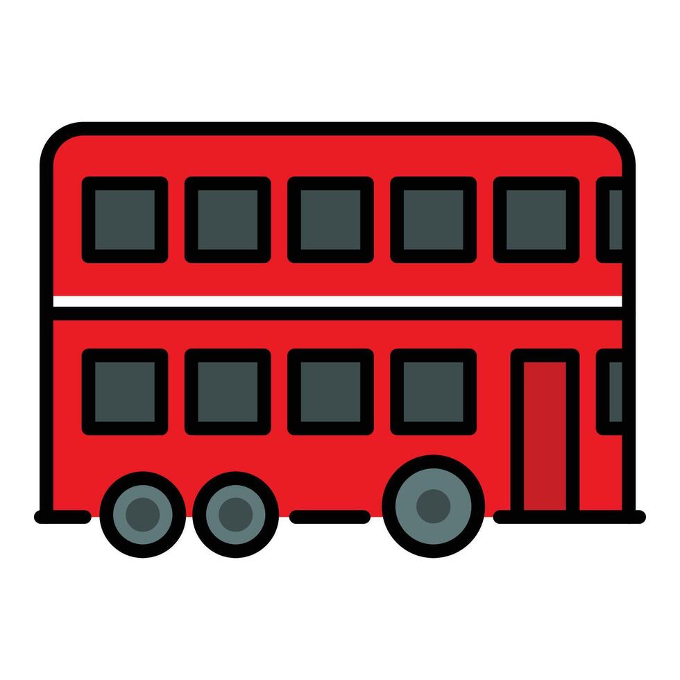 A double-decker bus, symbolizing urban transportation, tourism, and iconic travel experiences round line icon with editable stroke vector