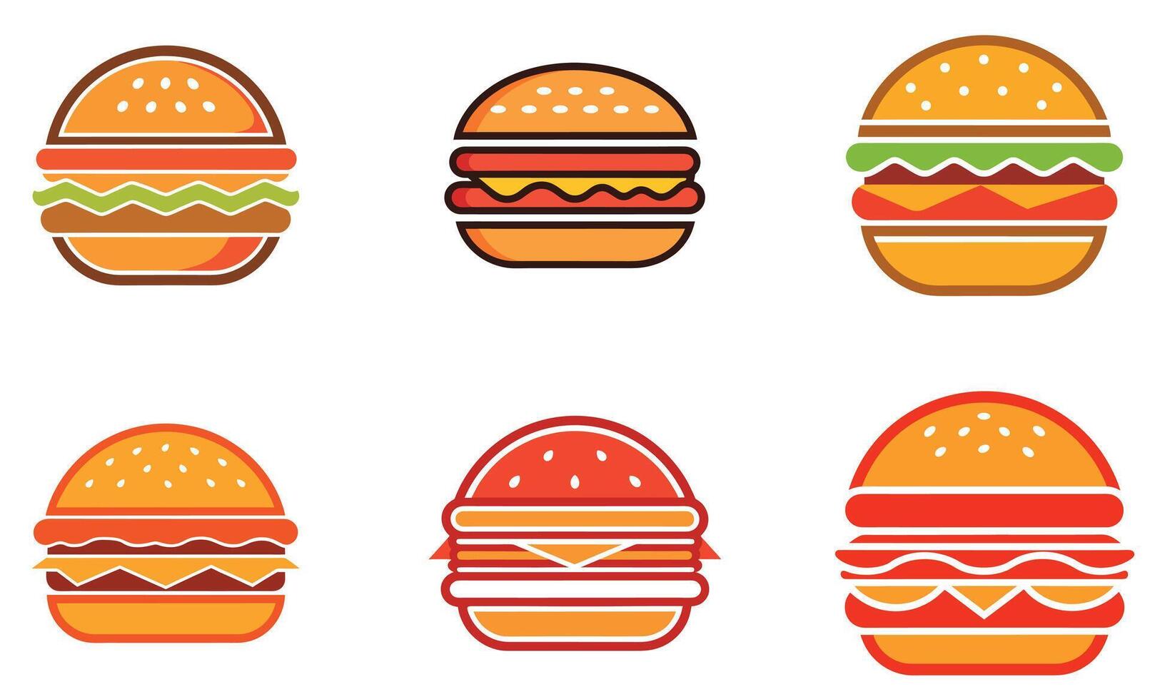 burger icon set design vector
