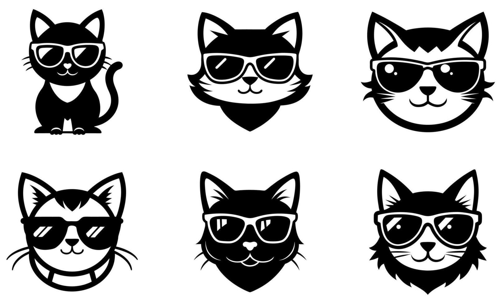 Cats Wearing Sunglasses icon set vector