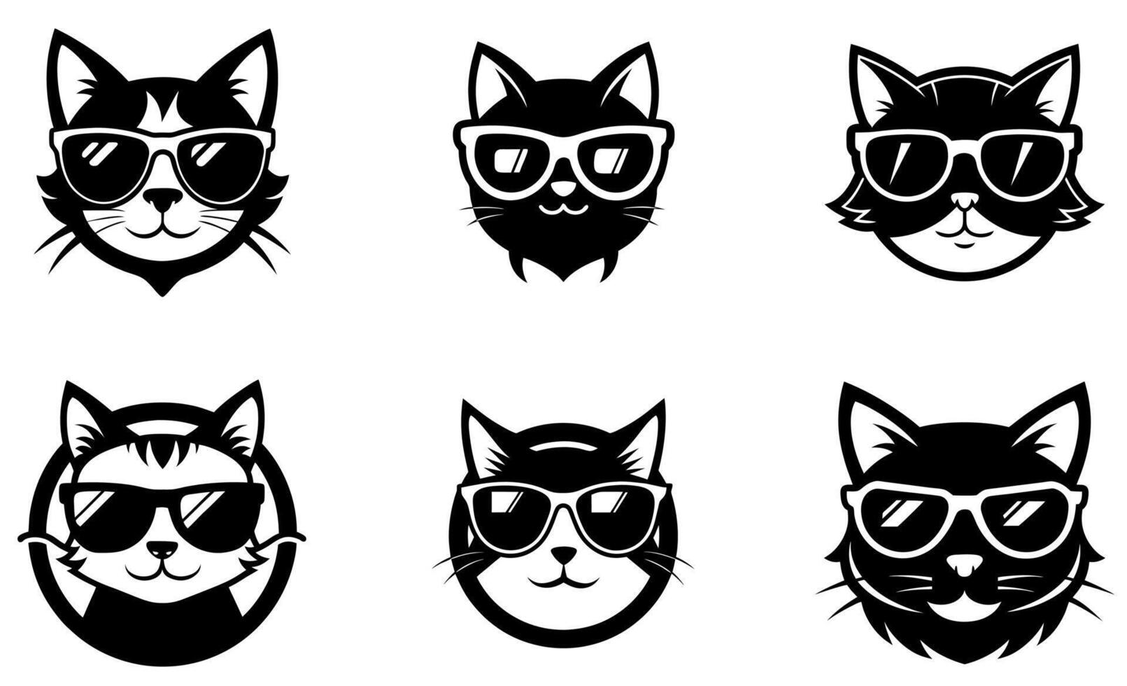 Cute Cats Wearing Sunglasses, Perfect for Design Elements vector