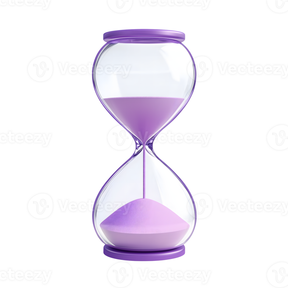 Hourglass with Purple Sand and Accents on Transparent Background Time Concept png