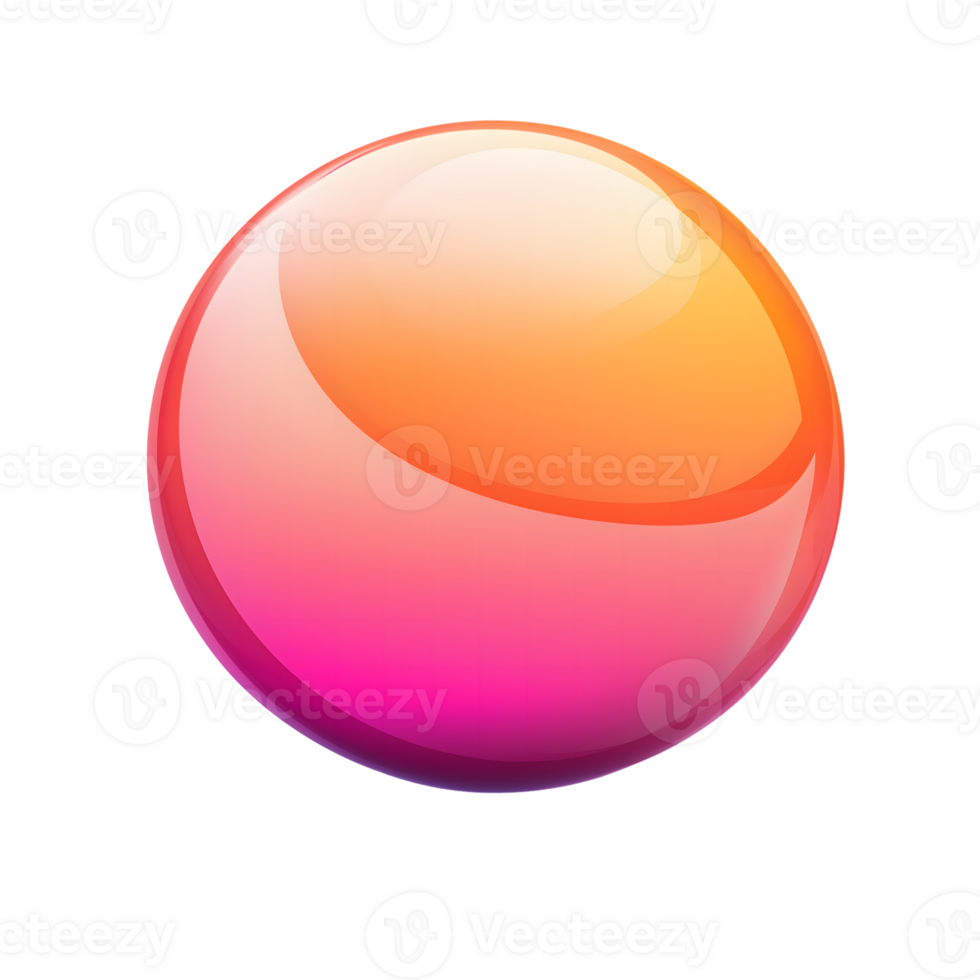 Glossy Sphere with Orange to Pink Gradient against Transparent Background png