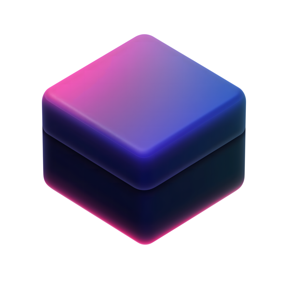 Isometric Cube with Gradient Texture and Rounded Edges on Transparent Background png