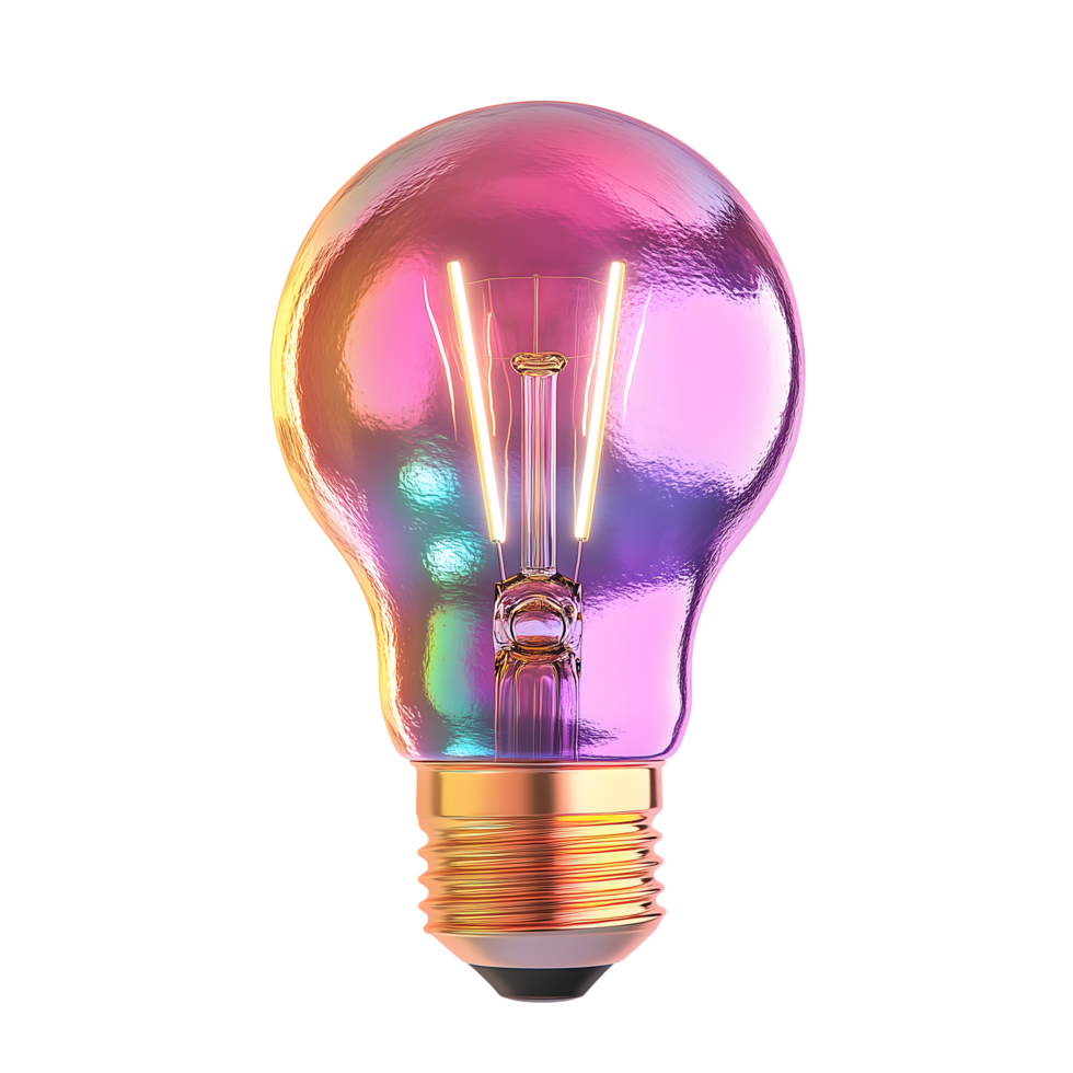 Filament Bulb with Multi Colored Glass Against Transparent Background png