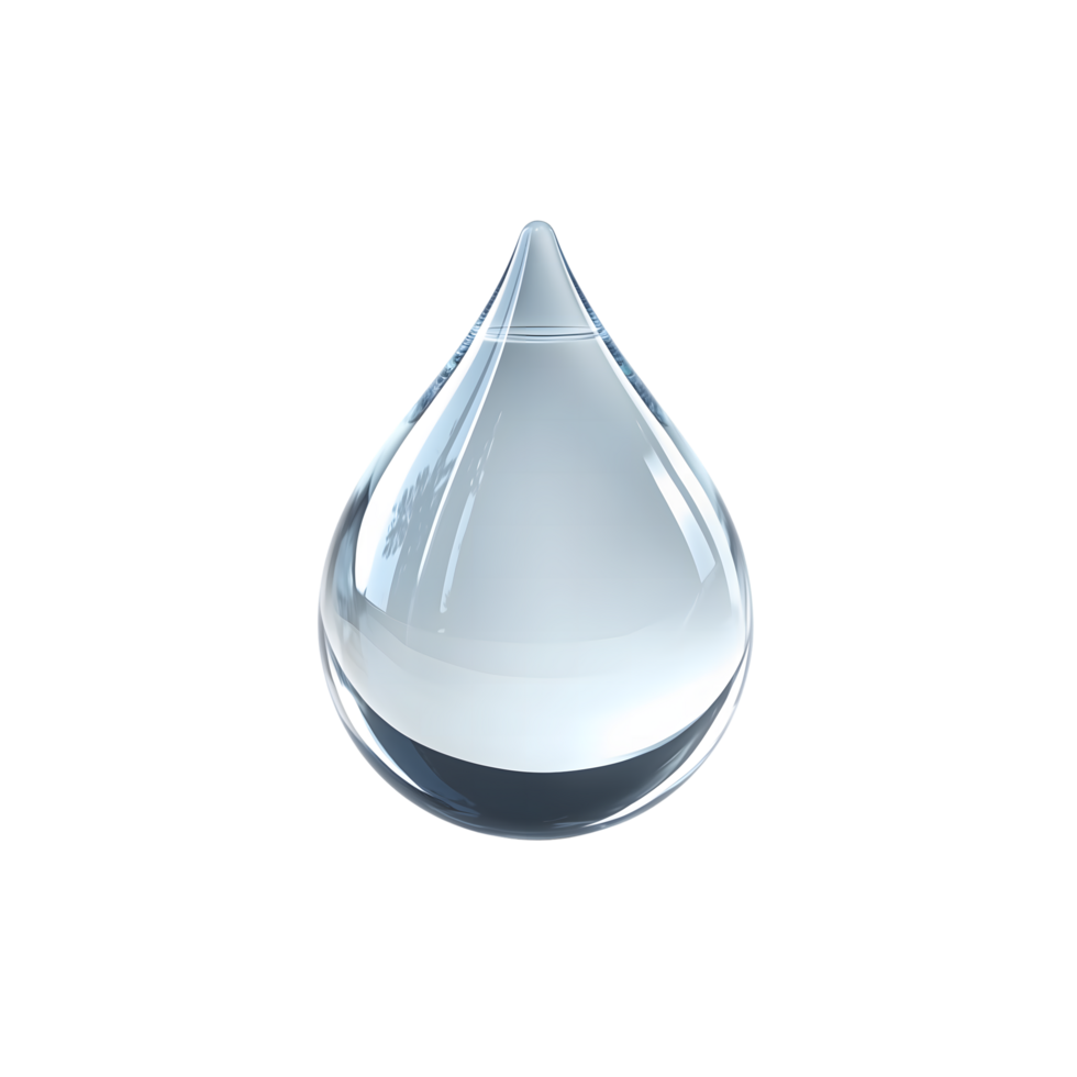 Clear Liquid Water Drop, Purity on Transparent Background, Nature Freshness, Detailed 3D Render png