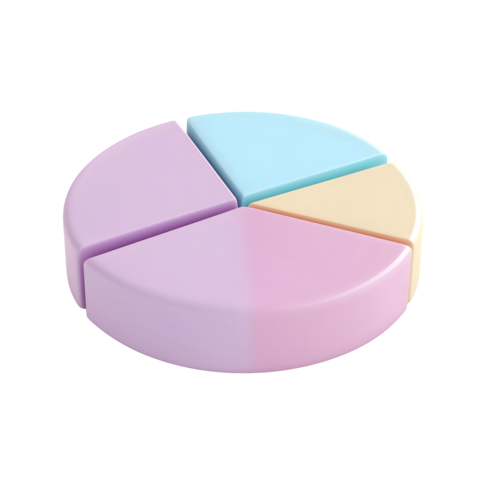 Pastel Color 3D Pie Chart Segments on Transparent Background, Business Diagram png