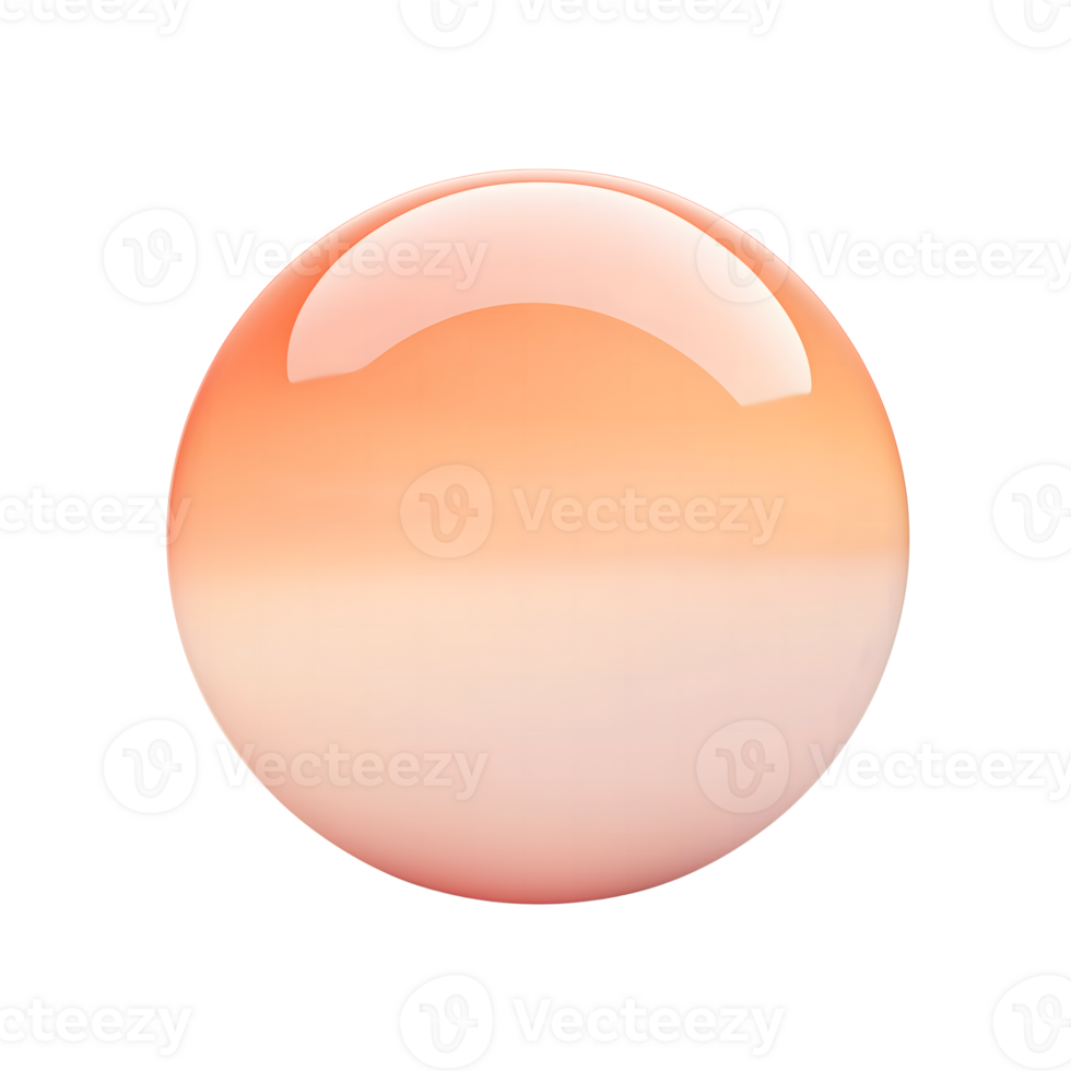 Peach Sphere Gradient with High Gloss and Reflections over Transparent Background png