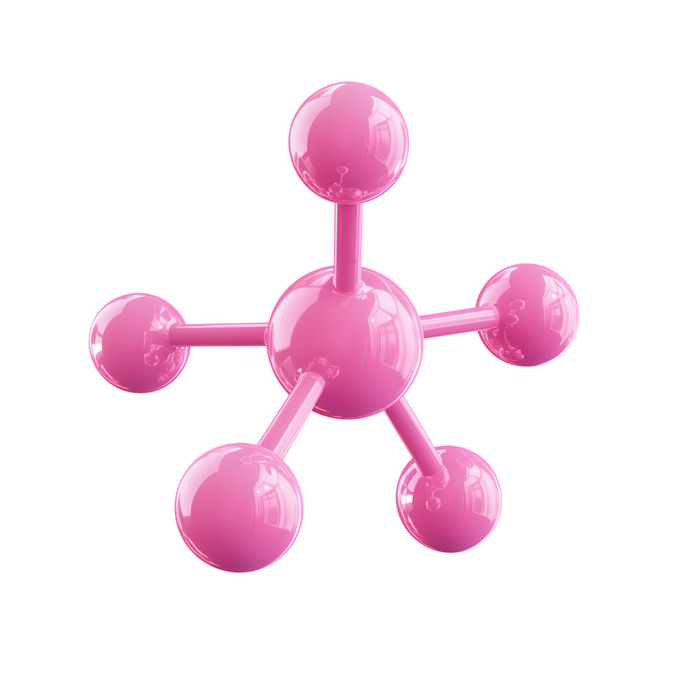 Shiny Pink Molecule Structure Isolated on Transparent Background 3D png