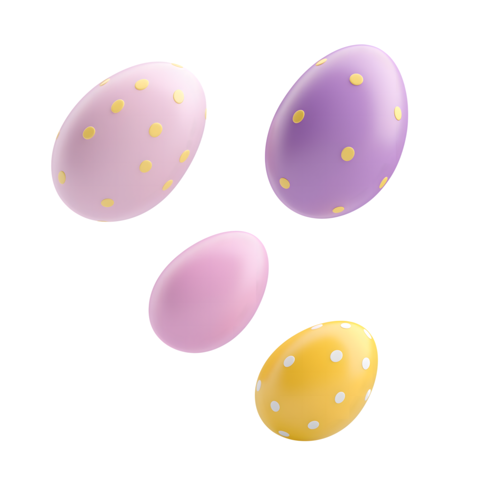 Pastel Easter Eggs 3D Render of Colorful Eggs on Transparent Background png