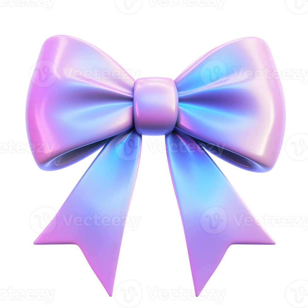 Pastel Bow 3D Render of a Shiny, Colorful Gift Bow on Transparent Background png