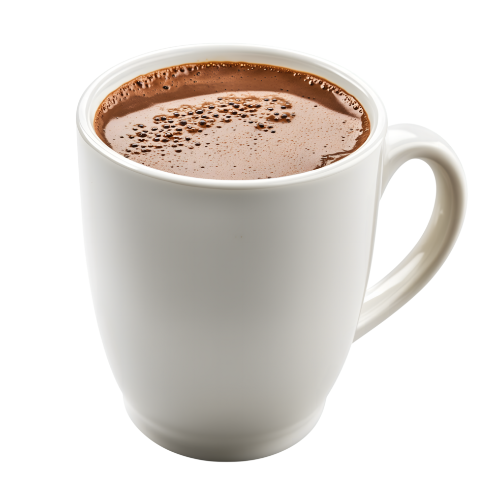 Hot Chocolate in White Mug with Bubbles Against Transparent Background png