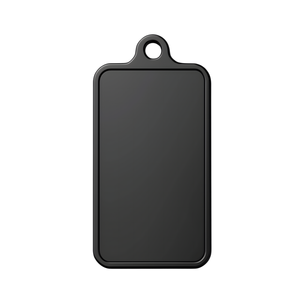 Polished Black ID Tag with a Transparent Background and Rounded Corners png