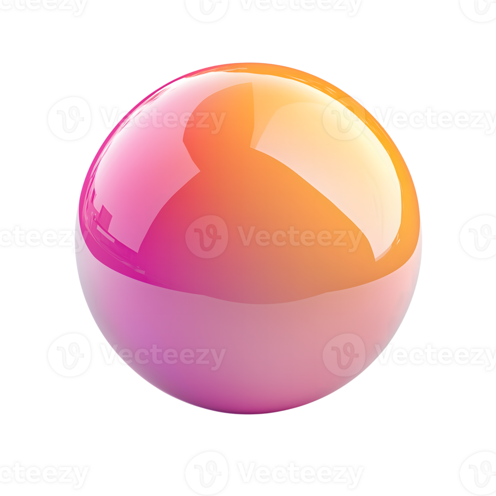 Glossy Sphere with Gradient Colors and Reflection Isolated on Transparent Background png