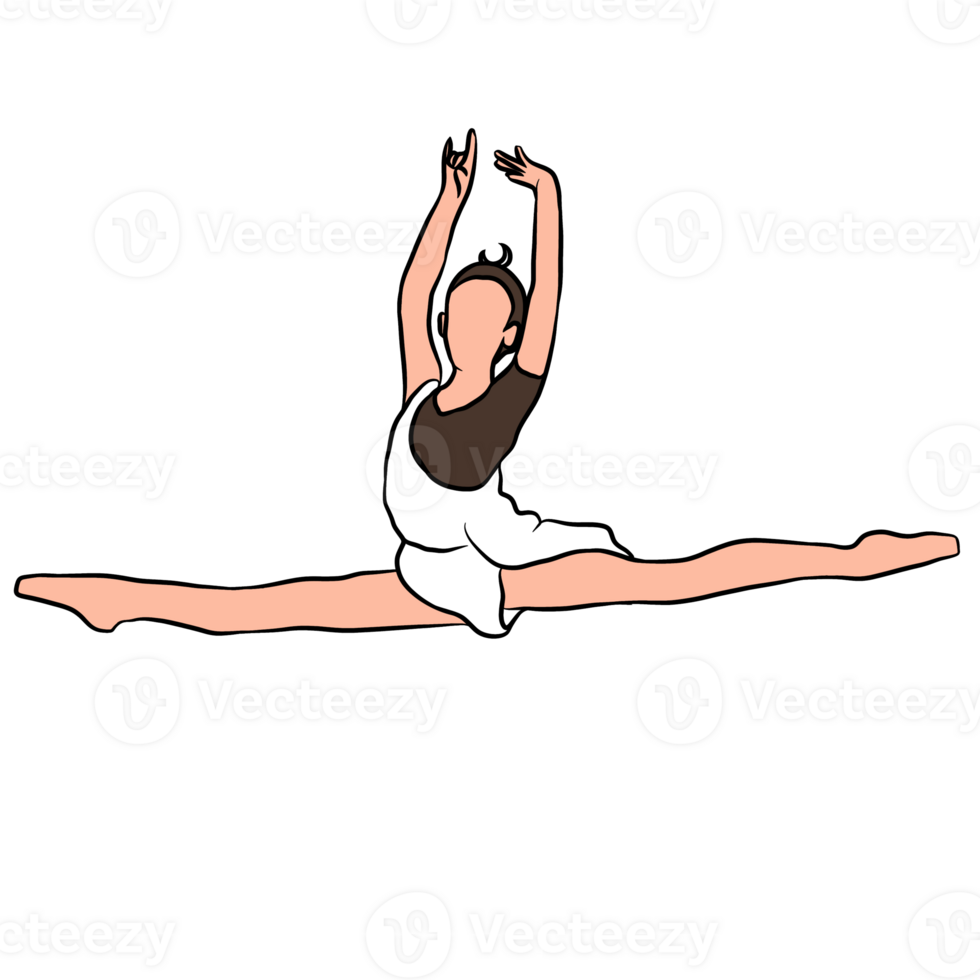 ballet dancer position ballerina female modern dance flat illustration flying in the air png