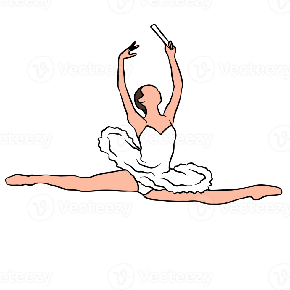 ballet dancer position ballerina female modern dance flat illustration fly pose png