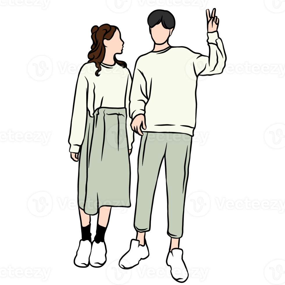 cartoon couple standing in front of each other, engagement couple png