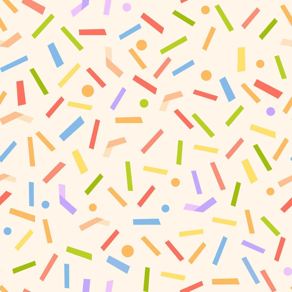 A bright abstract seamless pattern with colourful confetti stripes on a light background. Suitable for wallpaper, festive wrapping, backgrounds, packaging, festive accessories vector