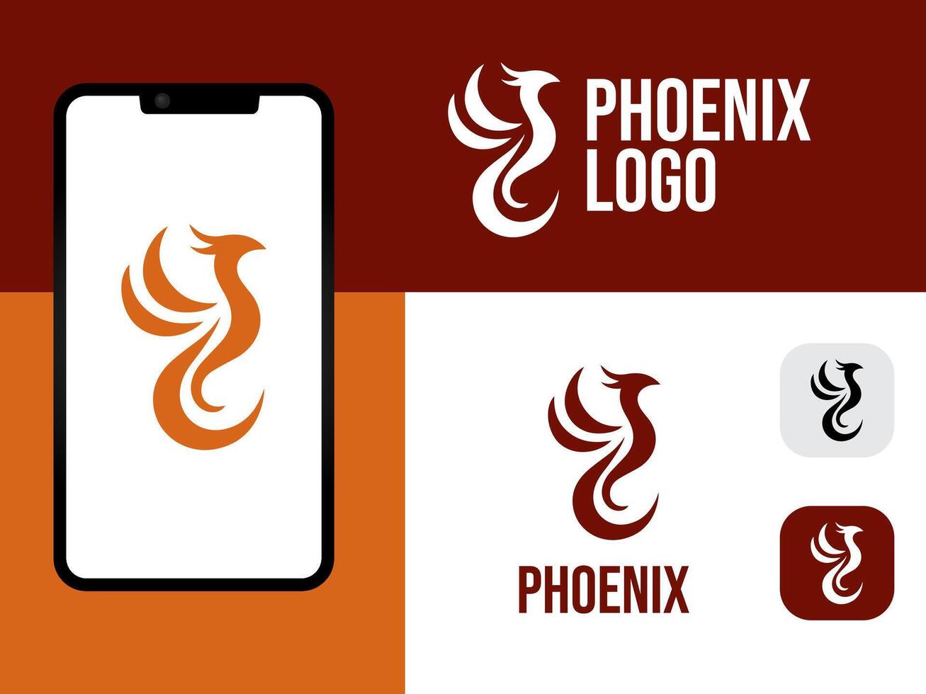 Phoenix logo design for a mobile phone vector