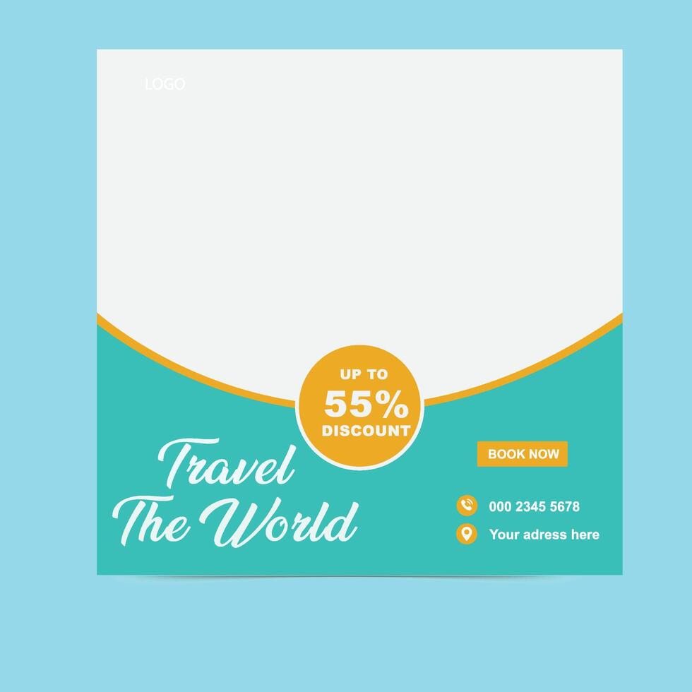 Holiday Trip Promo Banner Travel Marketing Social Media Template vector