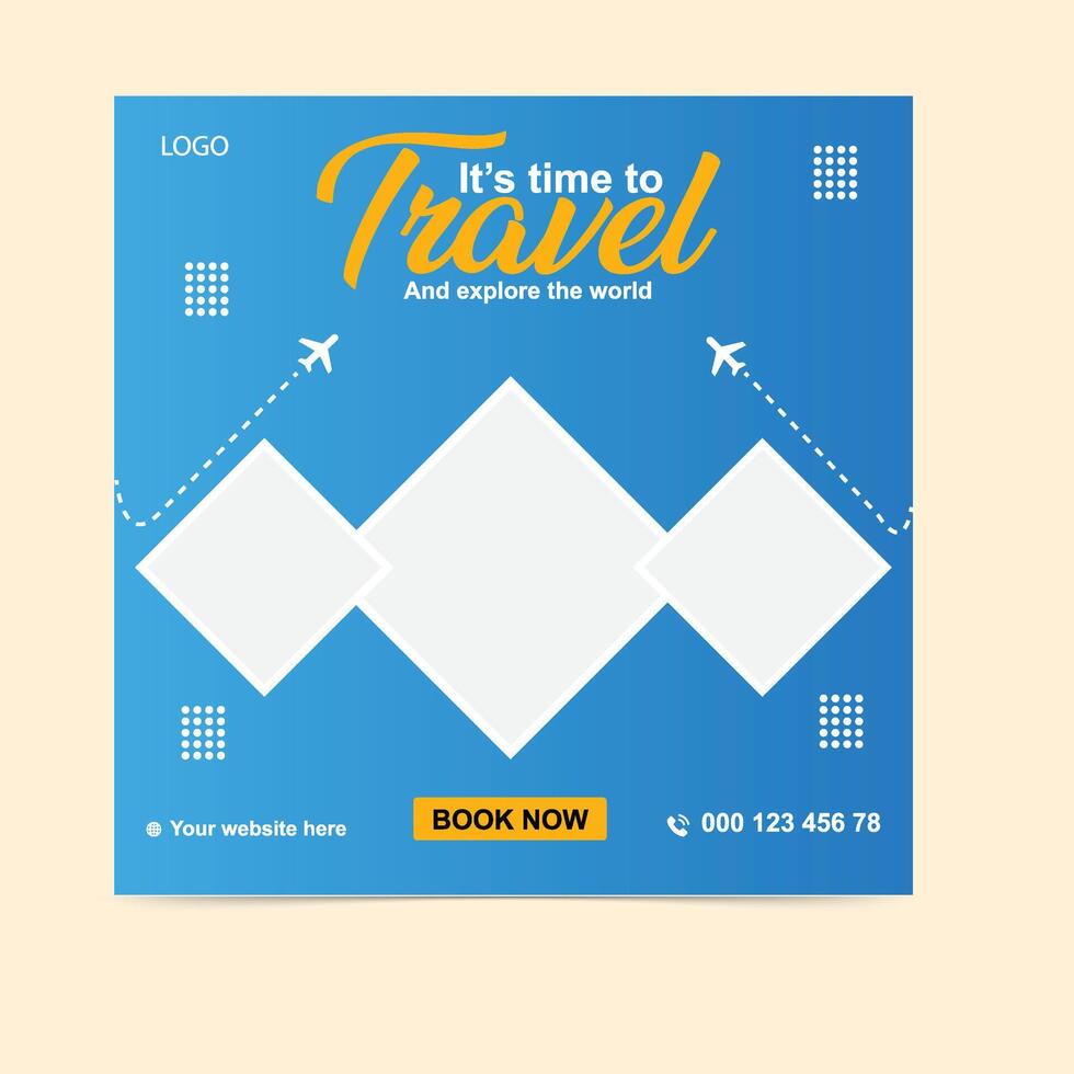 Adventure Travel Promotional Post Design for Social Media Marketing vector
