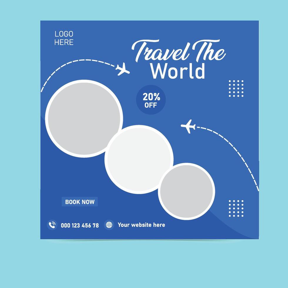 Editable Travel Social Media Banner for Tour and Travel Business vector