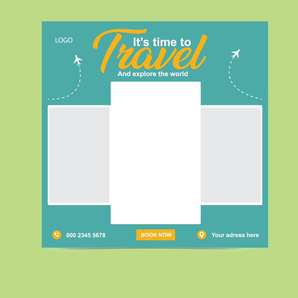 Explore the World Stylish Travel Post Design for Instagram vector