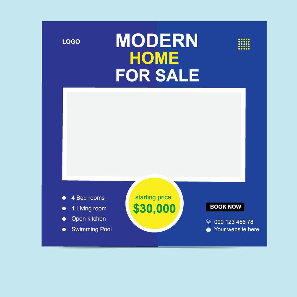 Elegant Modern House for Sale Ad Template vector