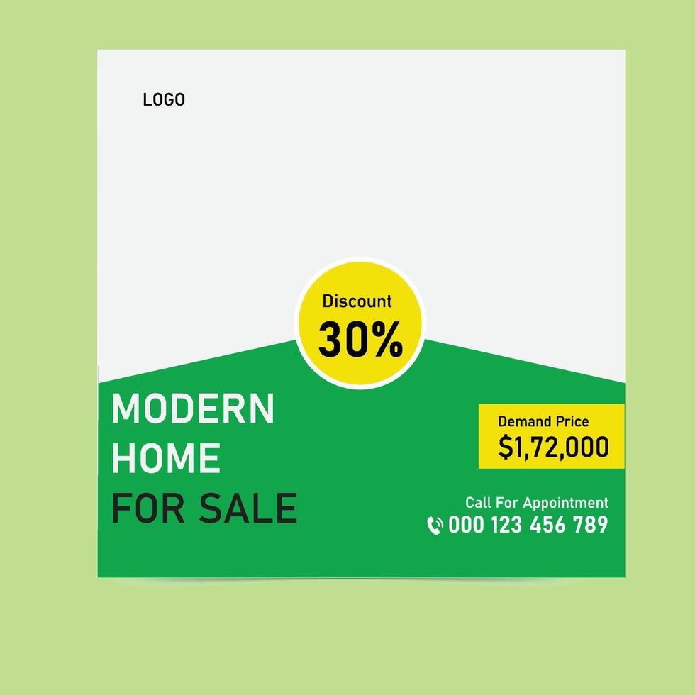 Modern Architecture House for Sale Social Media Layout vector