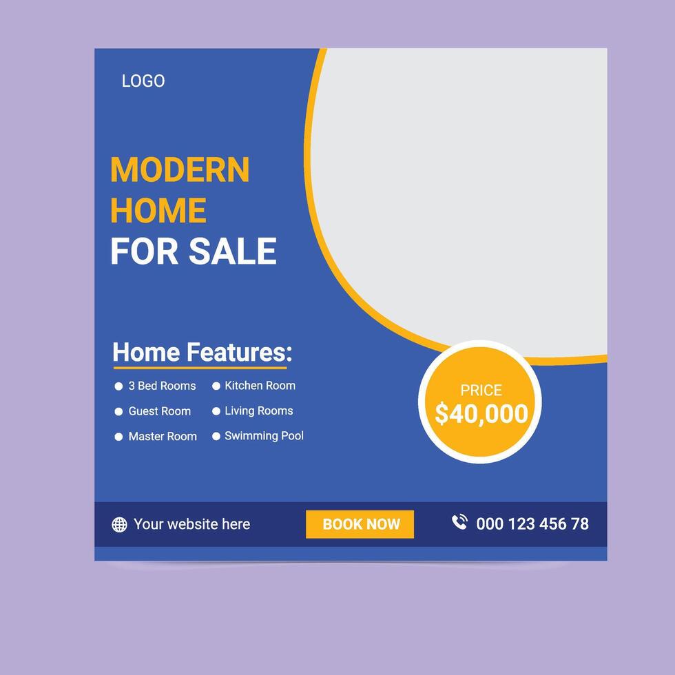 Modern Property Sale Social Post Design Real Estate Advertisement vector