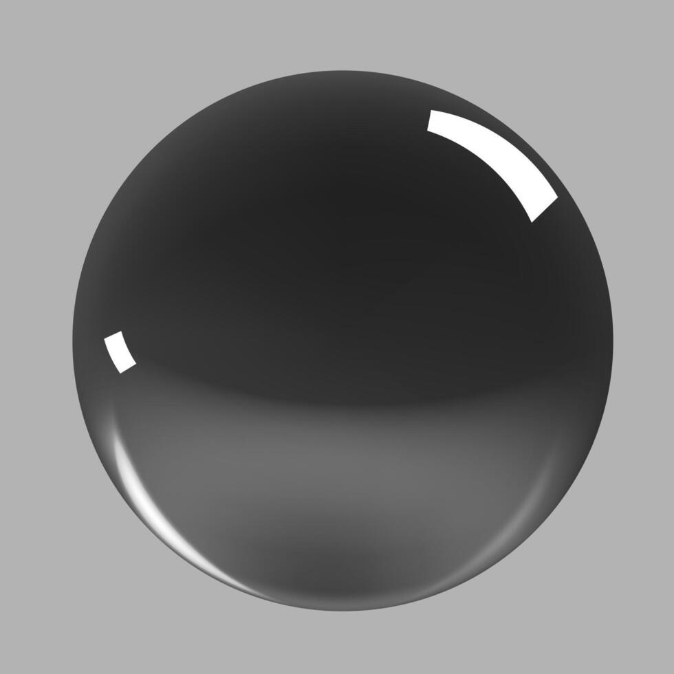 A black ball with a white center on a gray background vector