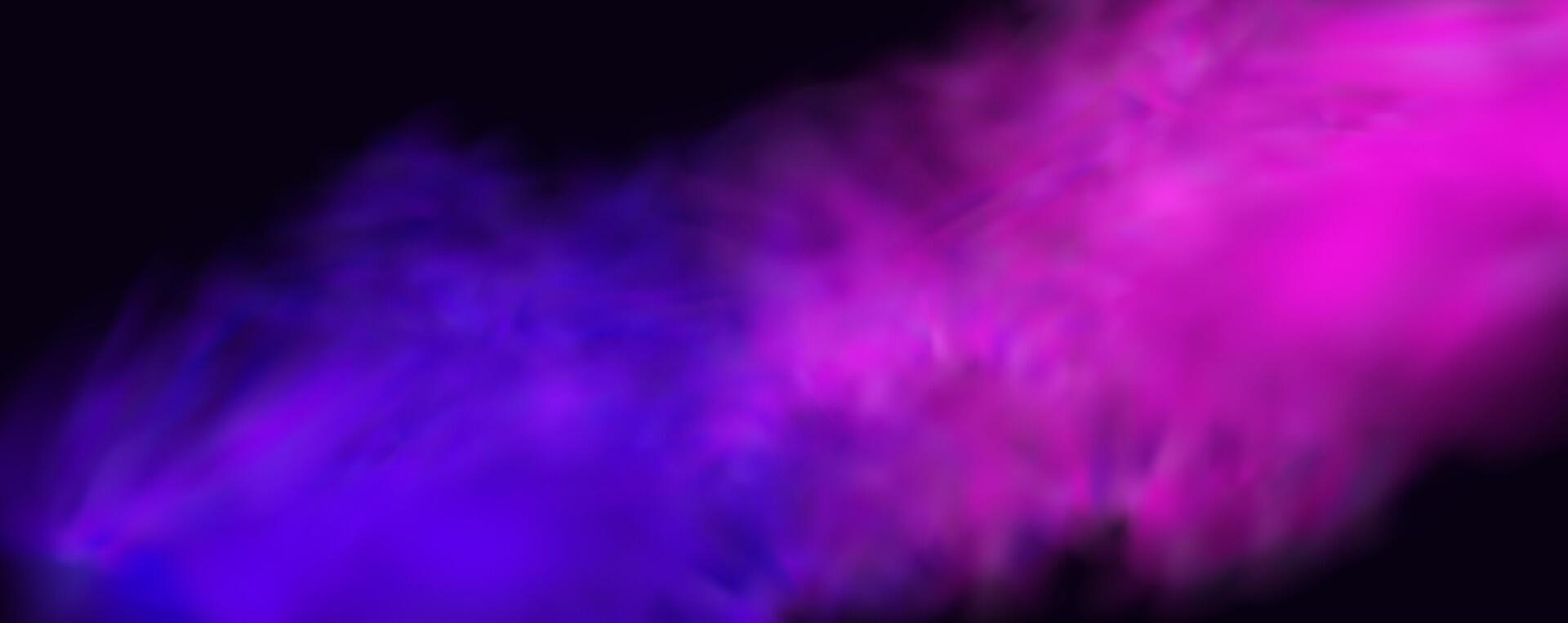 A purple and blue smoke cloud on a black background vector