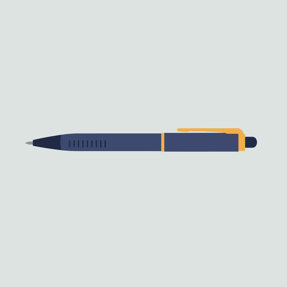 Blue and orange retractable ballpoint pen flat design isolated on light background illustration vector