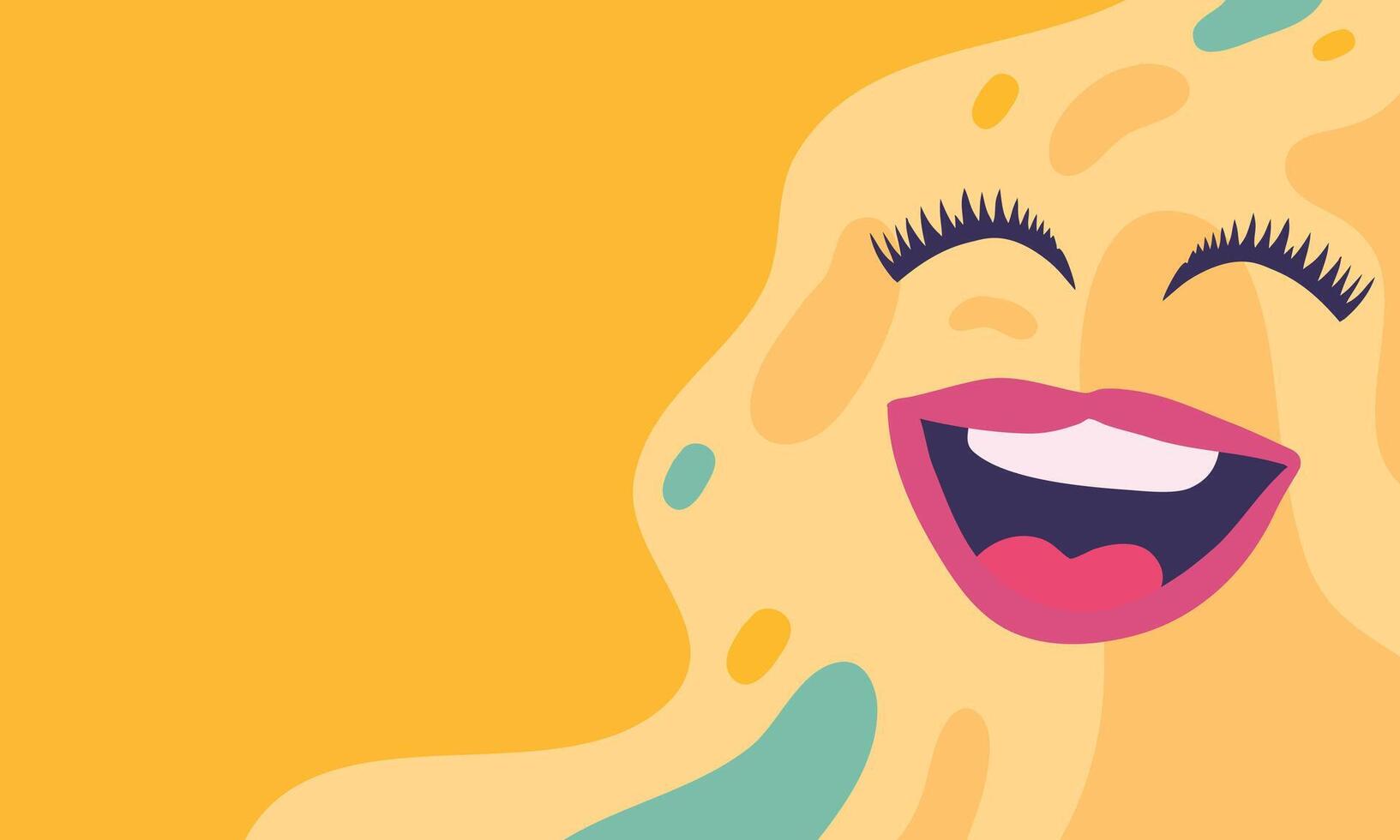 A cartoon woman with a big smile on her face vector