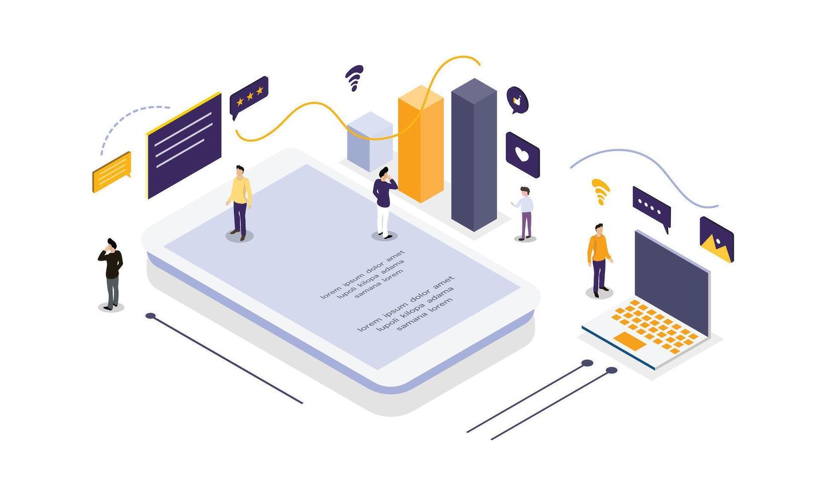 Business isometric flowchart with management vector