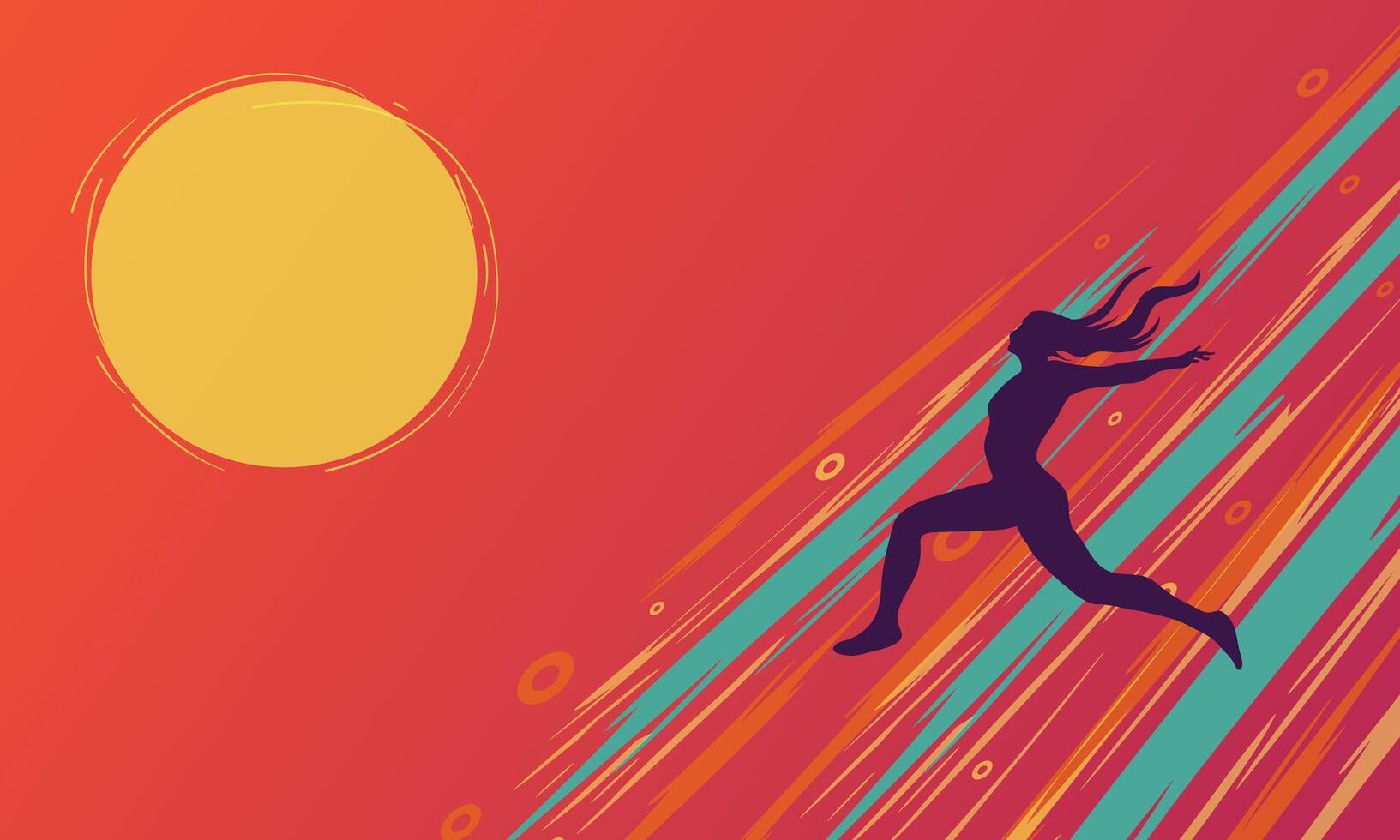 A woman is running in the sunset vector