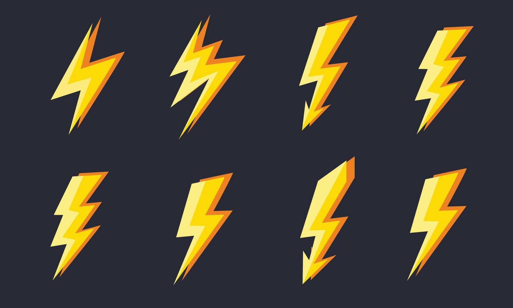 A set of lightning bolts on a black background vector