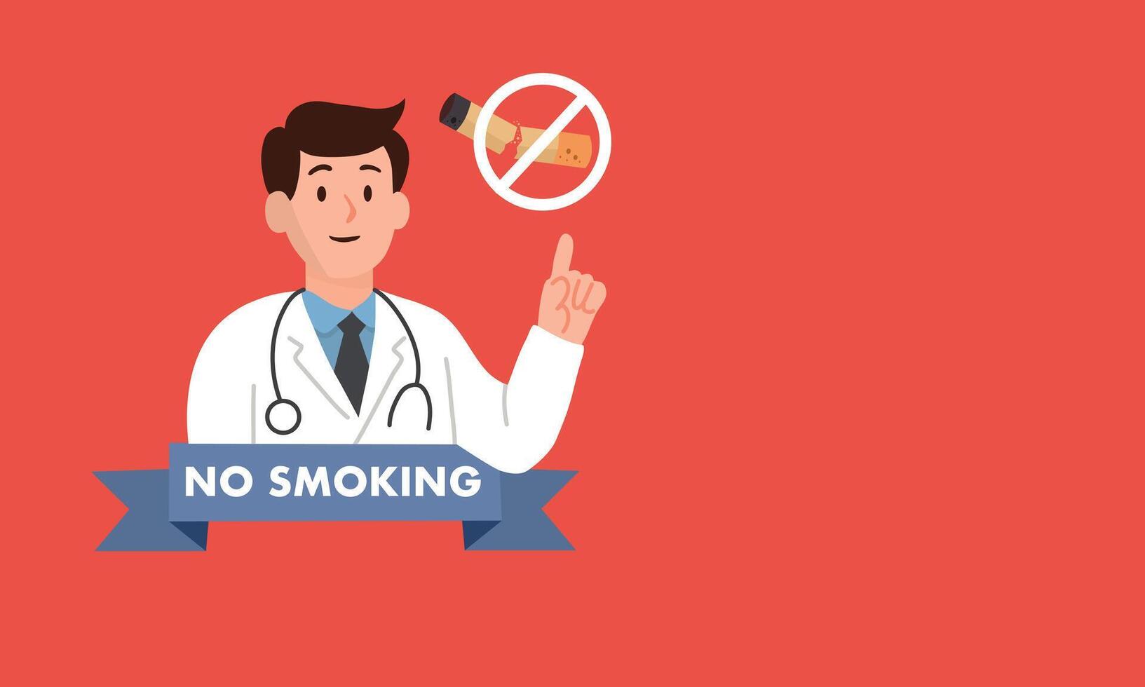 A cartoon doctor with a no smoking sign vector