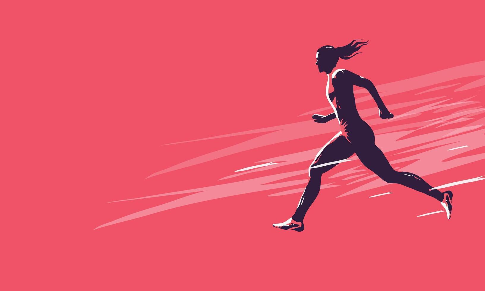 A woman running on a pink background vector
