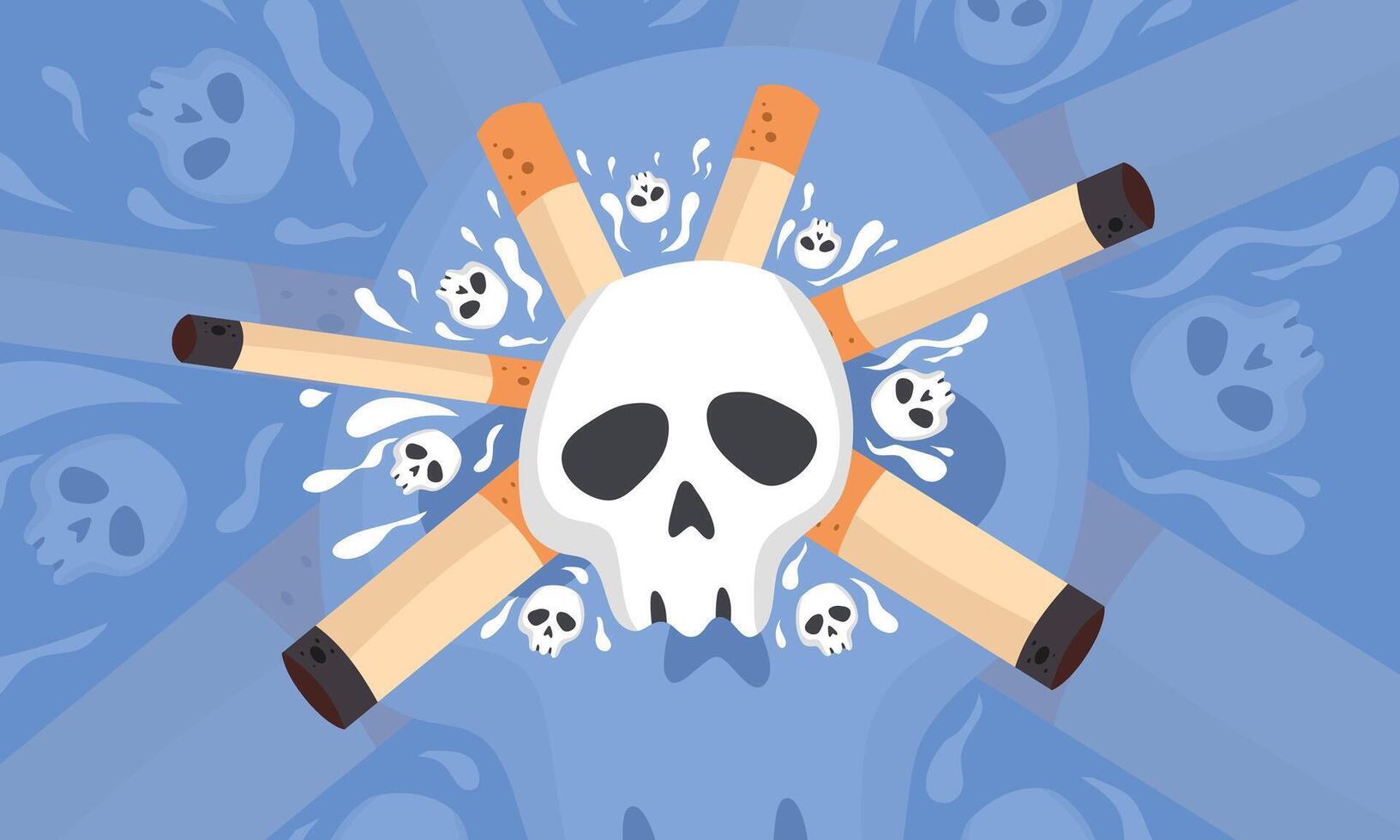 A skull with a bunch of cigarettes and a bunch of skulls vector