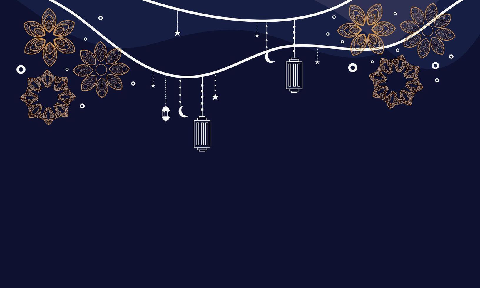 A blue background with gold and white decorations vector