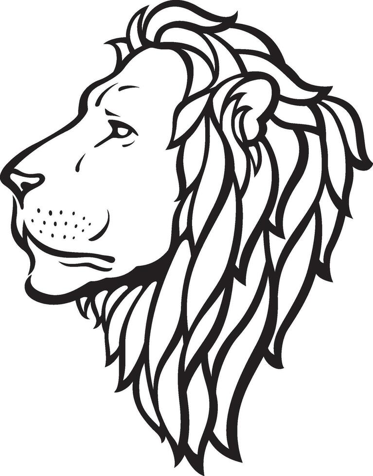 Lion Head, Line Art Calligraphy Style vector