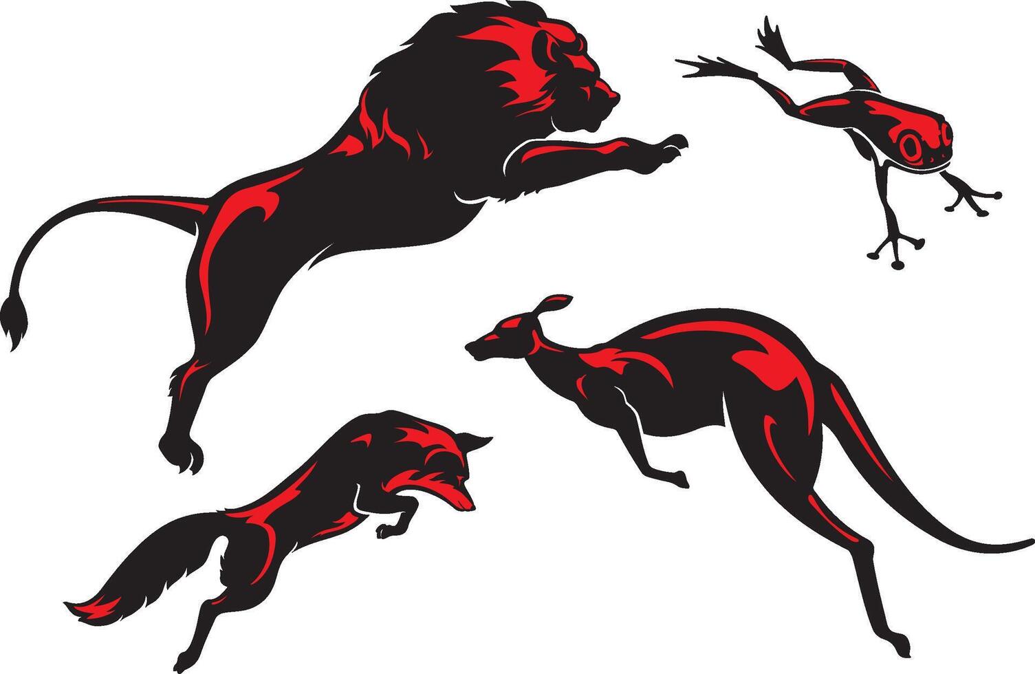 Leaping Animal Set, Different Variations vector