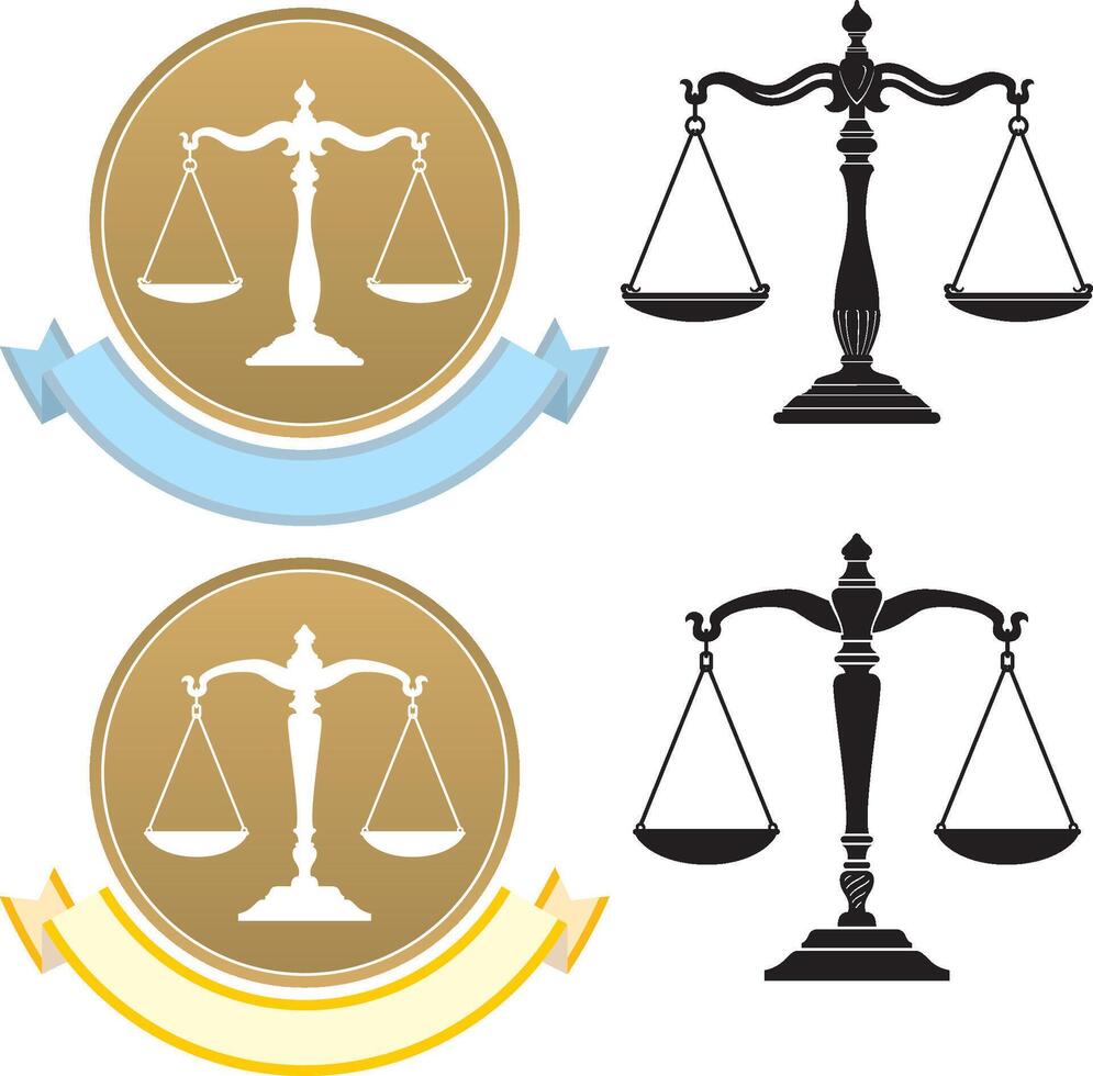 Justice Scale Symbol Set vector