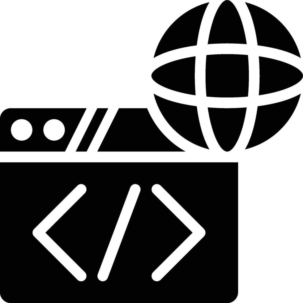 Web Programming, Web Development, Web Glyph Solid Icon vector