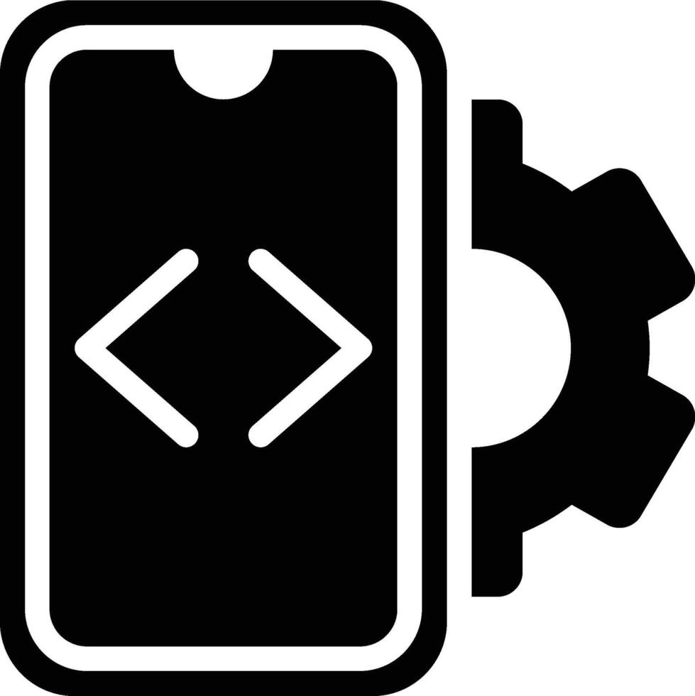 Mobile Programming, Mobile Development, Mobile App Glyph Solid Icon vector
