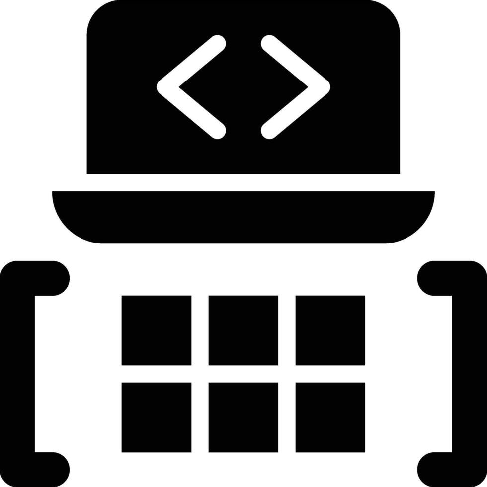 2d Array, Two Dimensional, Array Glyph Solid Icon vector