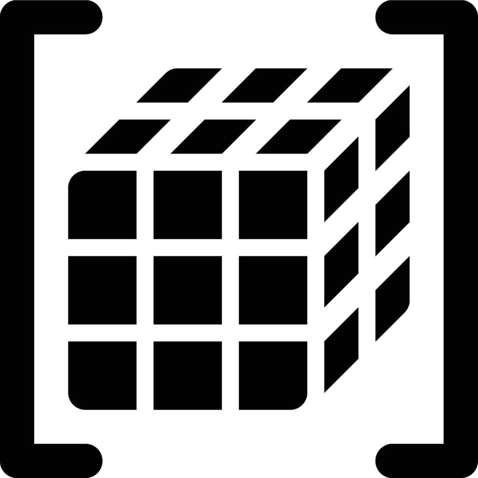 3d Array, Three Dimensional, Array Glyph Solid Icon vector