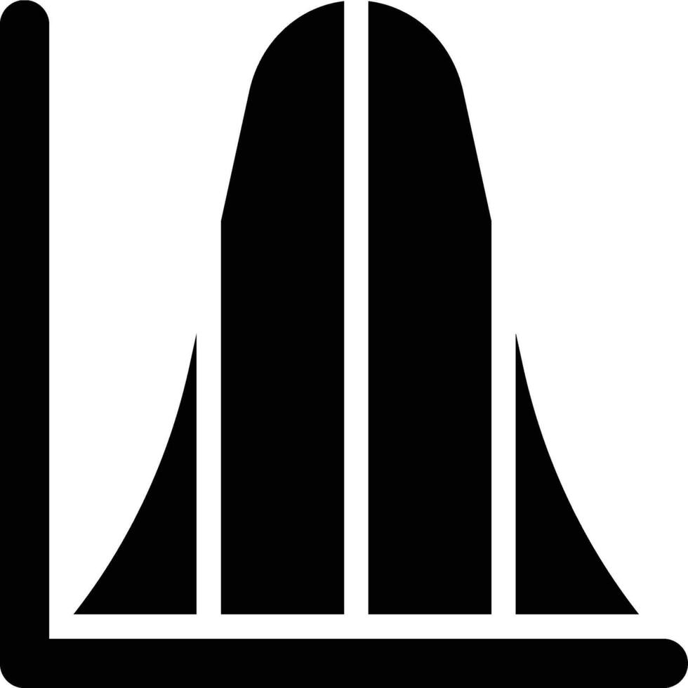Normal Distribution, Statistics, Curve Glyph Solid Icon vector